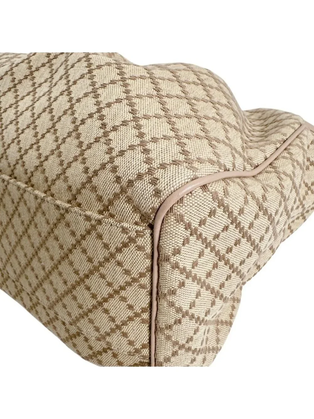 Gucci Diamante Canvas Handbag Tote Beige Brown